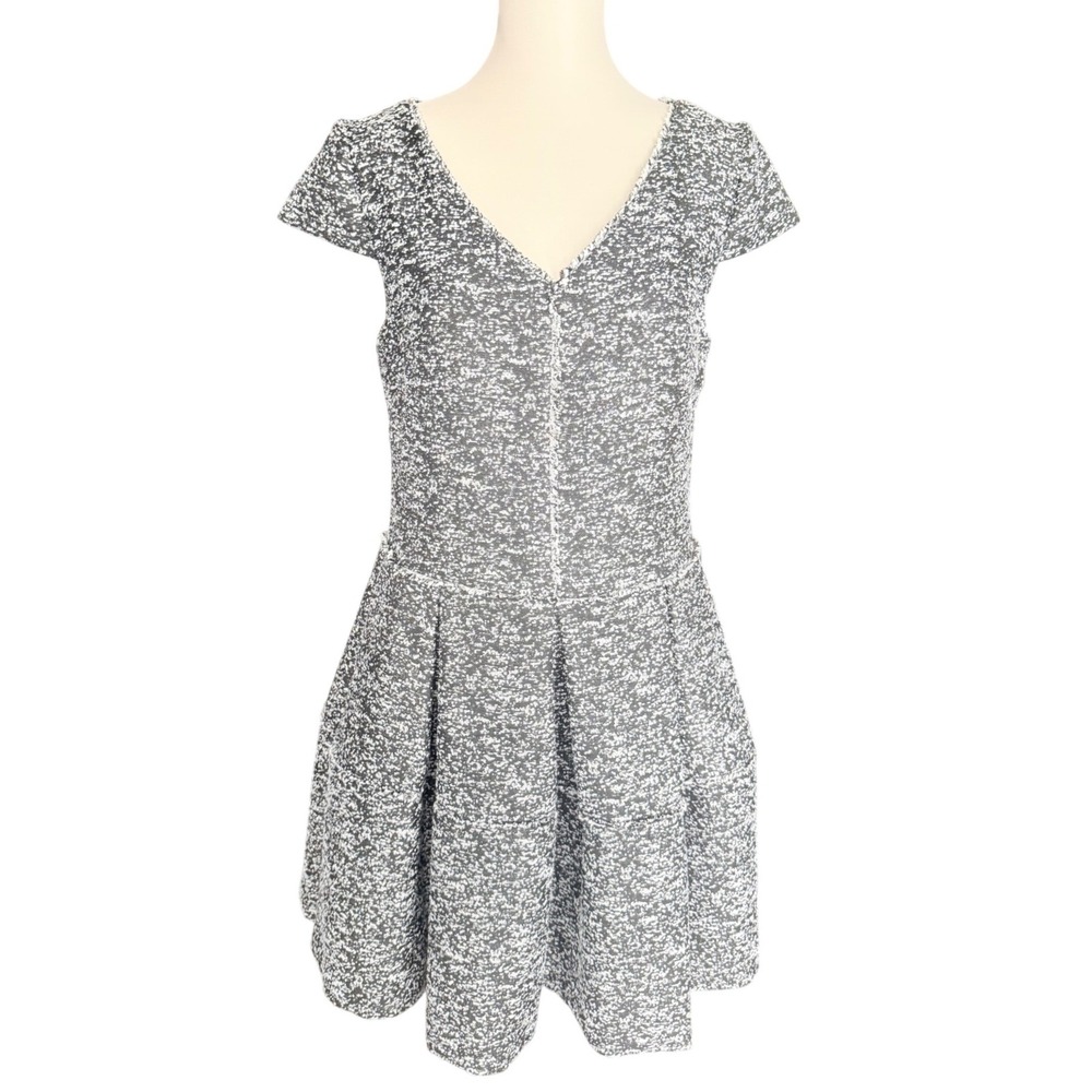 Betsey Johnson Womens‎ Black White Marled Tweed Fit and Flare Dress Size 8 NEW